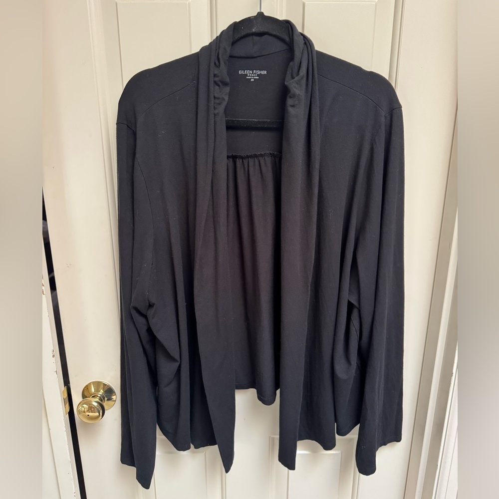 Eileen Fisher Black Open Front Cardigan